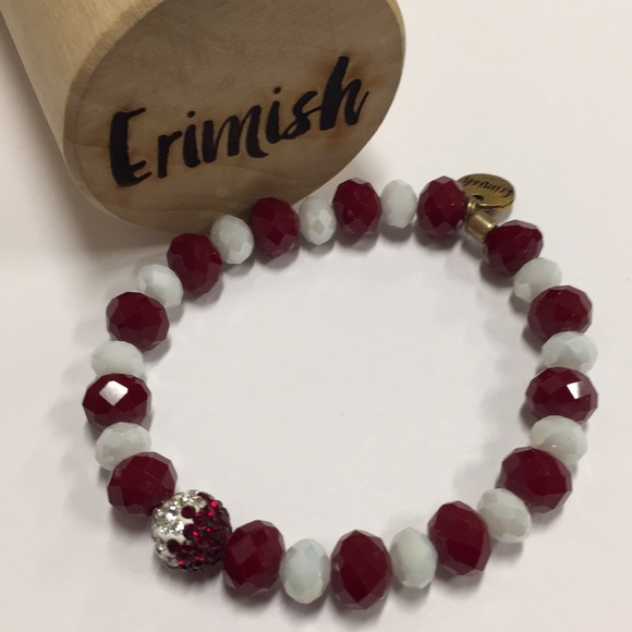 Erimish maroon and white stretch bracelet - Picture 3 of 3